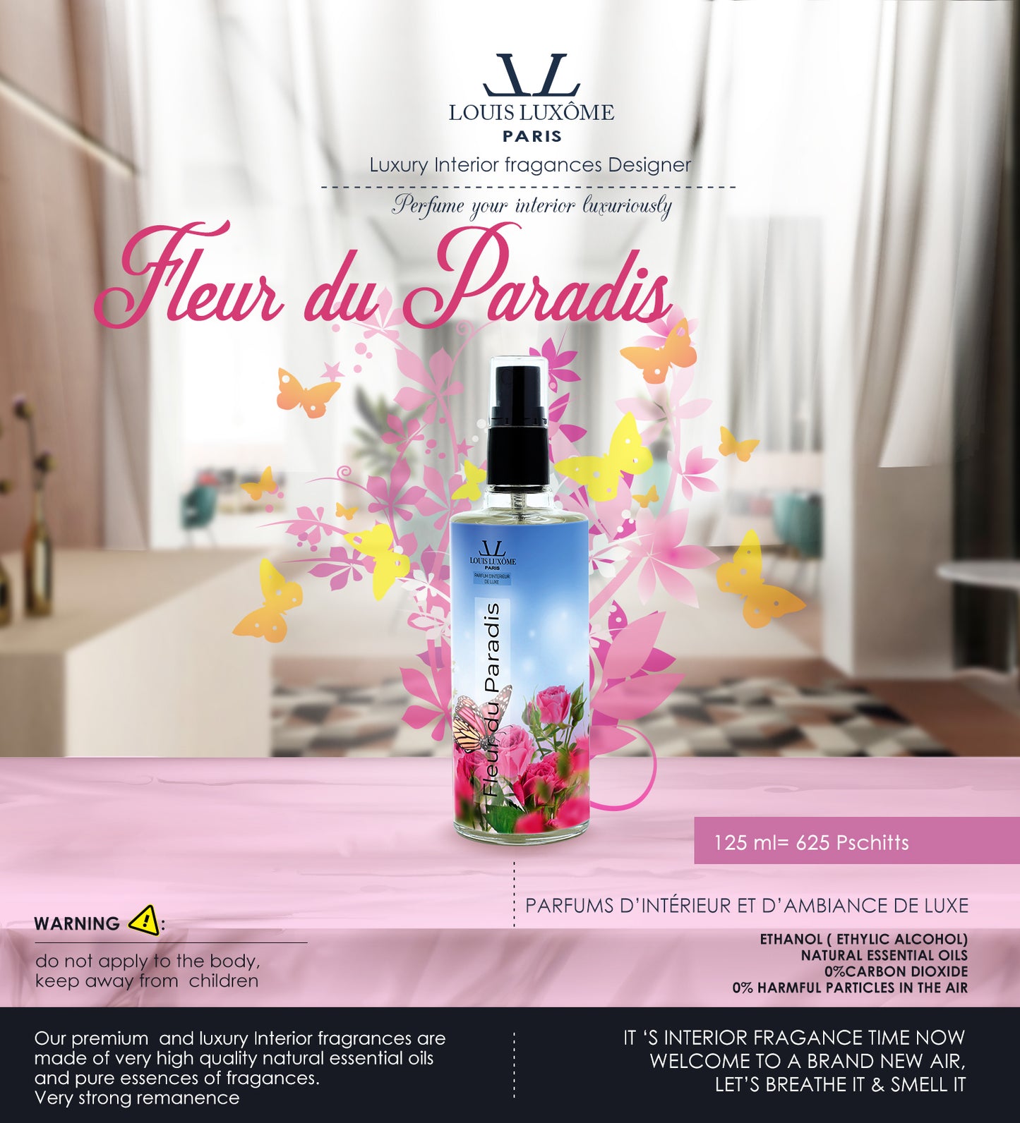 Fleur du Paradis:French Luxury Home Fragance Spray Luxômizor ALL-IN-1