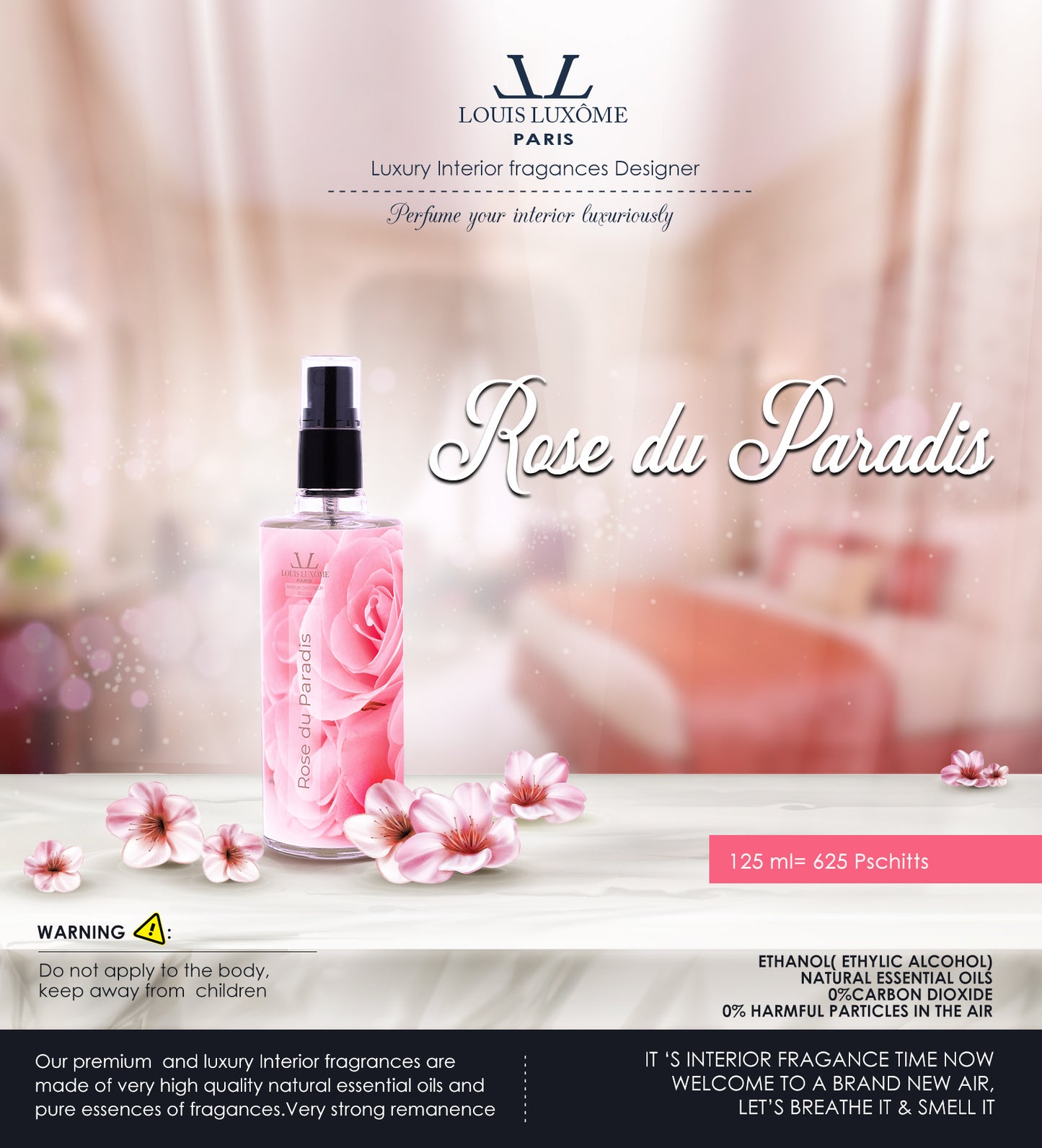 Rose du Paradis:French Luxury Home Fragance Spray Luxômizor ALL-IN-1