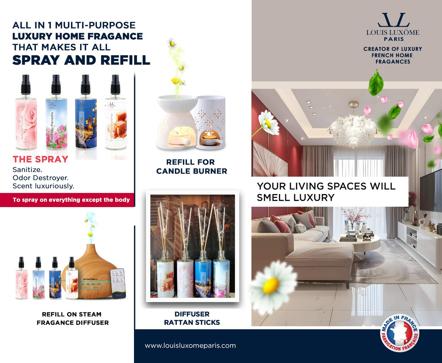 All-in-1 & Most complete & powerful french luxury home Fragances Sprays Luxômizors